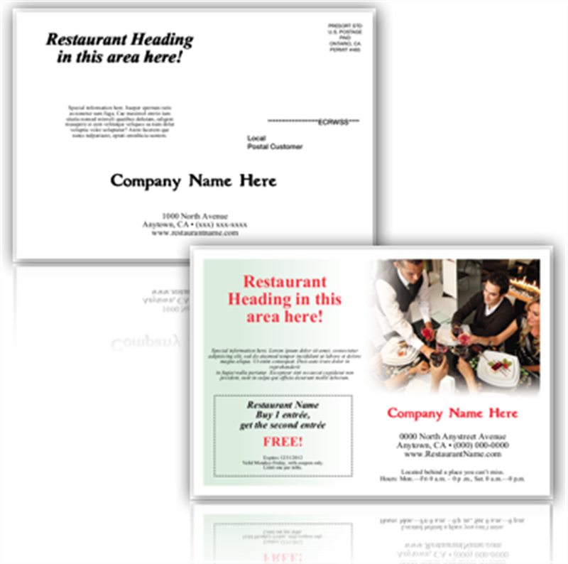 EDDM Every Door Direct Mail 6.25x9 Postcard Restaurant